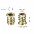Uxcell M6x15mm Threaded Inserts For Wood Hex Socket Drive Furniture Screw-in Nut 64pcs