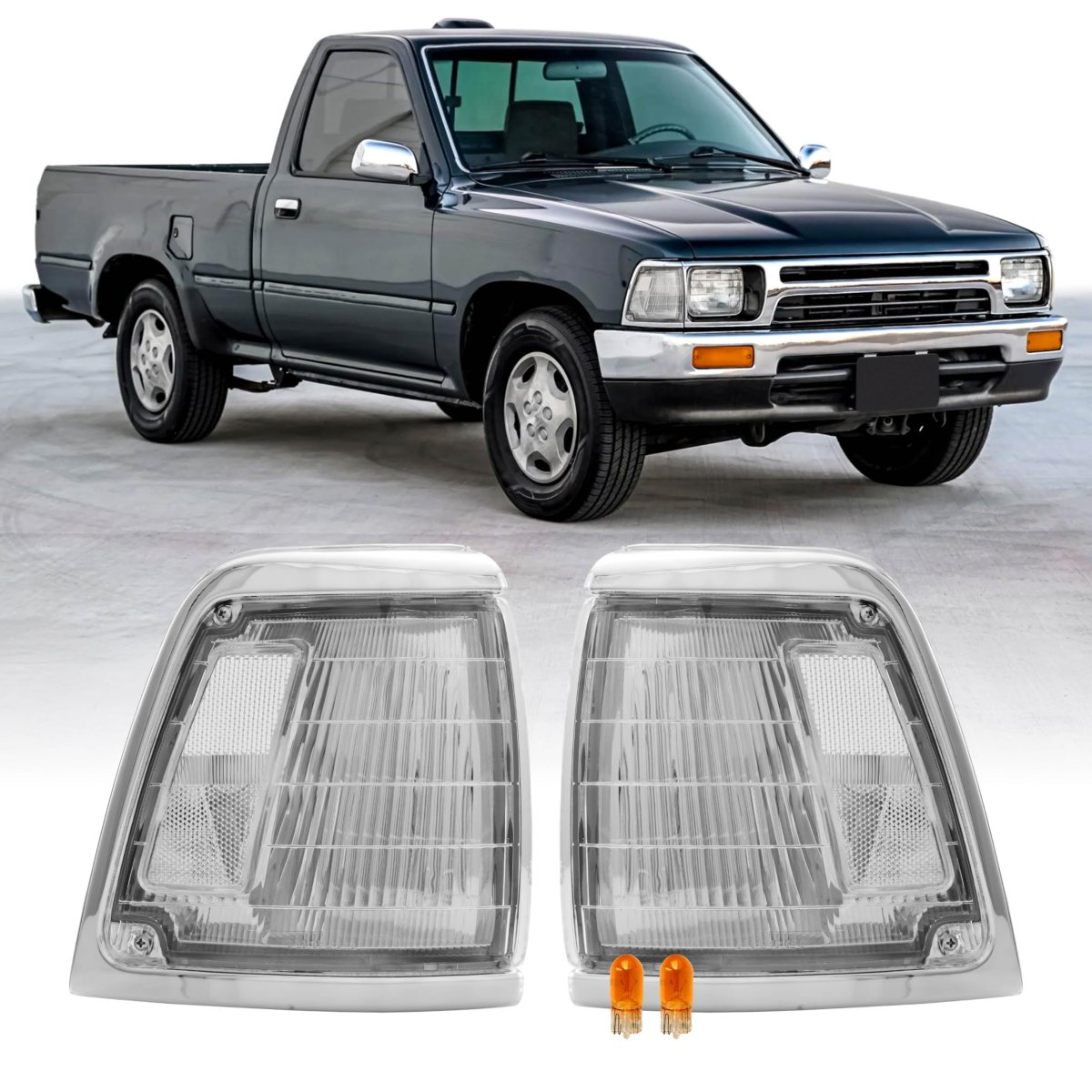 Front Corner Parking Lamps For 1992-1995 Toyota Pickup Truck 2wd Us Spec Clear Lens Left And Right Pair With Bulbs Ln100