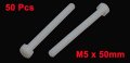 Uxcell M5 X 50mm Full Thread Nylon Metric Hex Head Cap Screw Bolt 50 Pcs