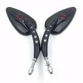 Httmt Black Skull Side Mirrors Raindrop Shape Compatible With H-d Dyna Super Glide Convertible Fxds Conv