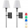 Wall Light Battery Operated Sconce Set Of 2i Not Hardwired Fixture Battery Powered With Remote Dimmable Bulb Easy To Install 