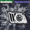 G-plus Led Drl Headlights Compatible With 2005 2006 2007 2008 2009 Ford Mustang Bumper Headlamp Clear Lens Chrome Housing Amber