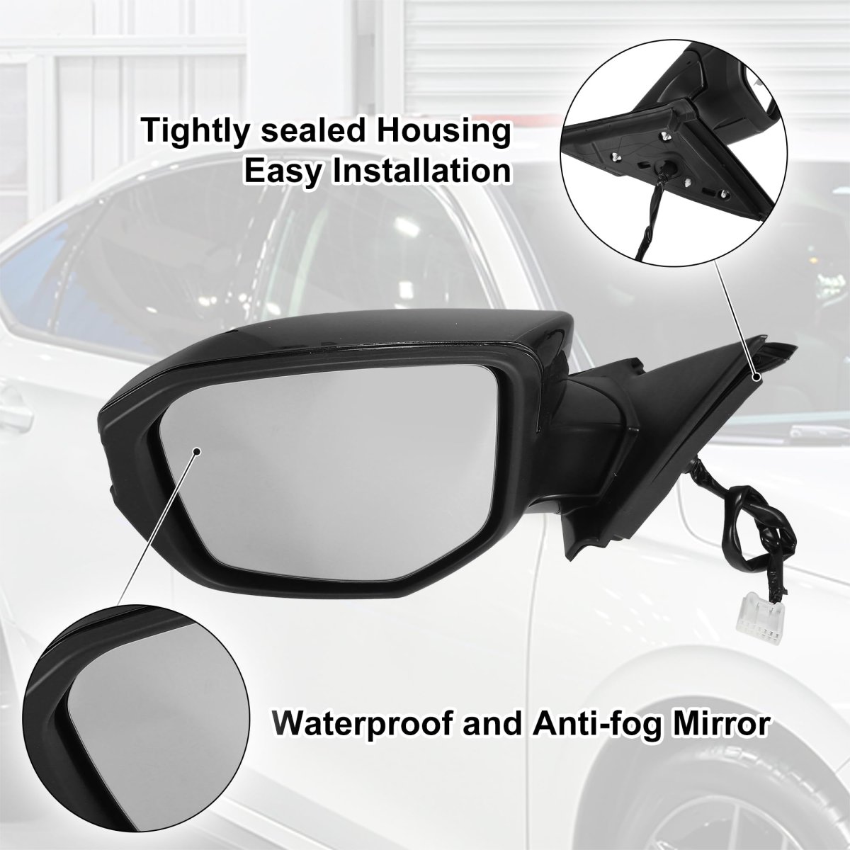 Left Driver Side Door Mirror Assembly For Honda Civic 2016 2021 Us Built Models Power Glass Heated Manual Folding 5 Pins Black
