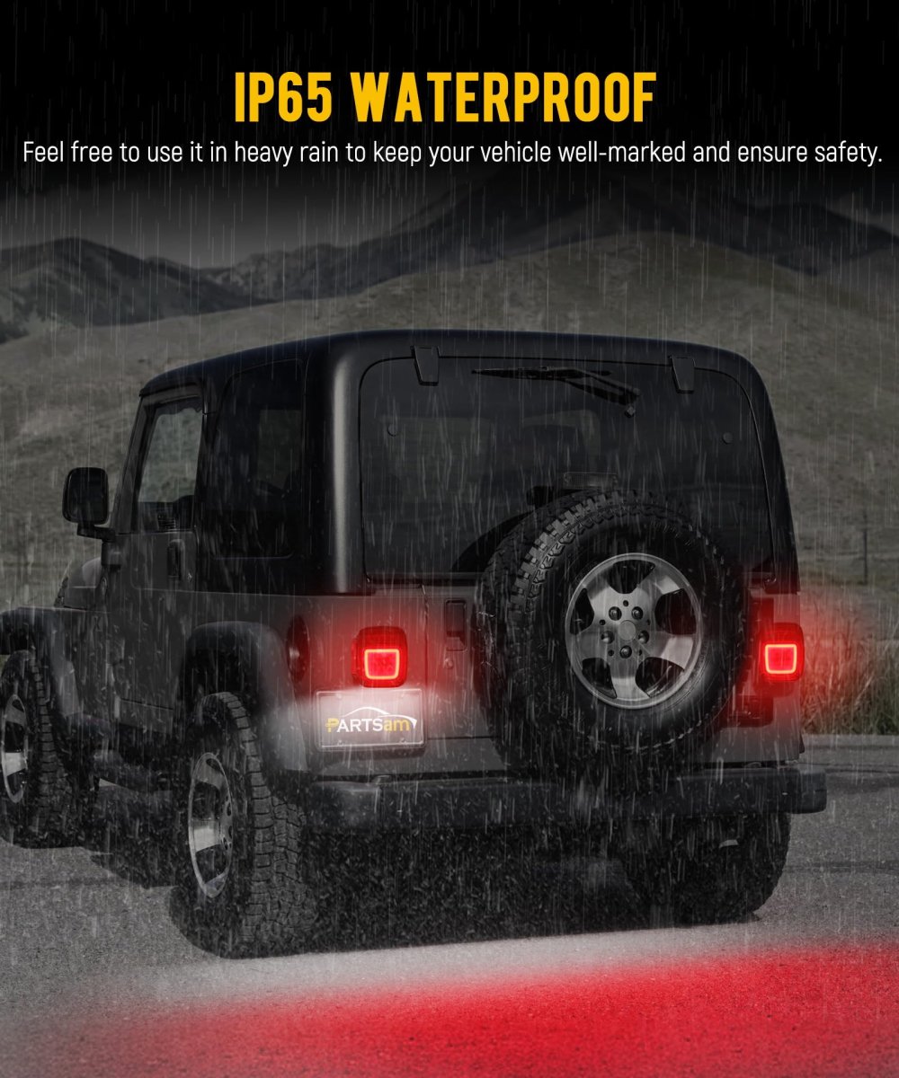 Led Tail Lights Assembly Rear Combination Stop Turn Halo Glow With Reverse Marker License Light For Wrangler Tj Yj Cj F Series