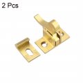 Uxcell Flip Door Latch 28x15mm Gate Brass Bar Hasp Sliding Lock For Cabinet Window Gold Tone 2 Pcs