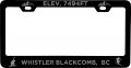 Whistler Blackcomb British Columbia Etched Metal License Plate Frame Black 