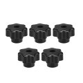 5 Pcs Star Knob Grip Handle M6 Diameter Brass Insert Female Thread Black 