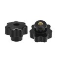 5 Pcs Star Knob Grip Handle M6 Diameter Brass Insert Female Thread Black