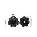 5 Pcs Star Knob Grip Handle M6 Diameter Brass Insert Female Thread Black