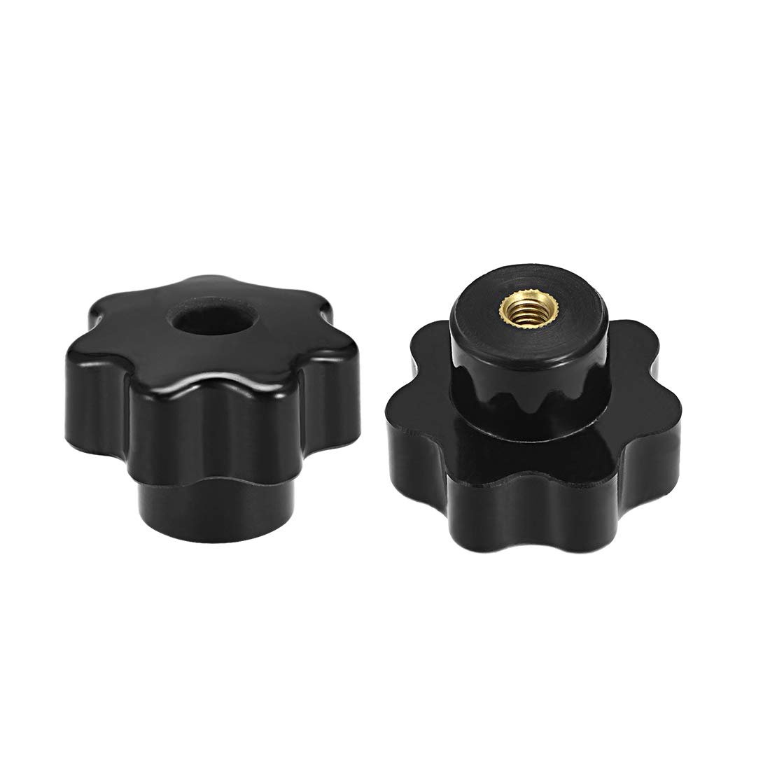 5 Pcs Star Knob Grip Handle M6 Diameter Brass Insert Female Thread Black