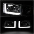 Auto Dynasty Led Drl L-bar Smoked Housing Amber Corner Headlight Lamps Tool Kit Compatible With Dodge Ram Truck 94-02