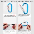 Hometu 3-digit Combination Padlock Carabiner Buckle Clip Luggage Code Lock Keychain For Backpack Travel Outdoor Silver Large