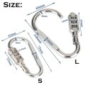 Hometu 3-digit Combination Padlock Carabiner Buckle Clip Luggage Code Lock Keychain For Backpack Travel Outdoor Silver Large
