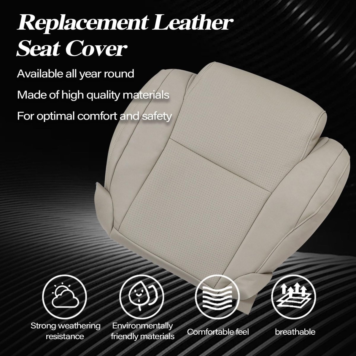Driver Side Bottom Replacement Leather Seat Cover Tan For Toyota Tundra Sequoia Platinum Crew Cab Pickup 4 Door 2007 2008 2009