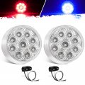 Partsam 2pcs Dual Revolution 2 Inch 9led Red Marker Lights To Blue Auxiliary Clearance With Wire Pigtails For 12v Trailer Truck 