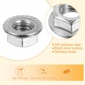 Uxcell 3 8-16 Serrated Flange Hex Lock Nuts 25pcs 304 Stainless Steel Non-slip Hexagon Nut Full Thread Bright Finish Silver