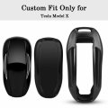Qbuc For Tesla Key Fob Cover With Keychain Model X Keyless Protection Case Smart Remote Accessories Black