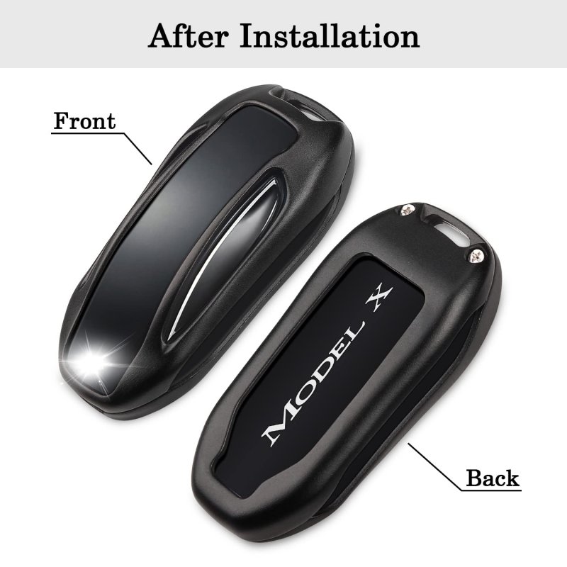 Qbuc For Tesla Key Fob Cover With Keychain Model X Keyless Protection Case Smart Remote Accessories Black