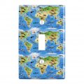 Animals Of The World Continents Atlas Globe Pattern Plastic Wall Decor Toggle Light Switch Plate Cover 