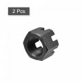 Uxcell M27x2mm Hexagon Slotted Nut Grade 4 8 Carbon Steel Hex Castle Nuts Black 2pcs