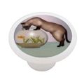 Fish Bowl Cat Decorative High Gloss Ceramic Drawer Knob 