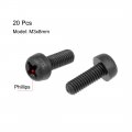 Uxcell M3x8mm Threaded Nylon Phillips Cross Pan Head Machine Screws Bolts Black 20pcs