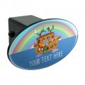 Personalized Custom 1 Line Noah S Ark With Rainbow Oval Tow Trailer Hitch Cover Plug Insert