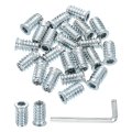 50 Pcs Threaded Insert For Wood 1 4 20 Carbon Steel Studs Hex Socket Drive Nut Inserts Screw In Fastener Connector With Wrench 