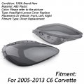 Topteng Headlight Replacement Lens Driver Passenger L R Pair Smoke For 05-13 C6 Corvette
