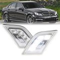 Usr Depo 08-11 W204 C-class Clear Lens White Led Bumper Side Marker Light Assembly Set Left Right Compatible For 2008-2011 