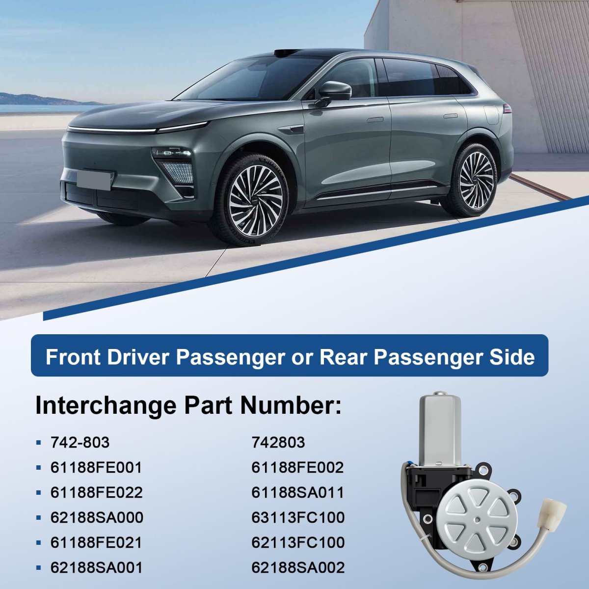 Power Window Lift Motor For 1998 To 2008 Subaru Forester And 2002 2007 Impreza Passenger Right Side Front Or Rear 2 Pin Plug