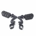 Black Large Footpegs Mounting Kit For 1 5 In Front Engine Guard Frame Tube Goldwing Vtx1300 Shadow Valkyrie Triumph Road Glide 