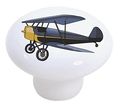 Set Of 2 Vintage Airplane Biplane Ceramic Cabinet Drawer Knobs 