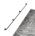 Diyhd 13ft Stair Black Pipe Handrail With 3 Wall Mount Supports Rustic Round Corner Style 