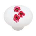 Velvet Red Poppies Decorative High Gloss Ceramic Drawer Knob 