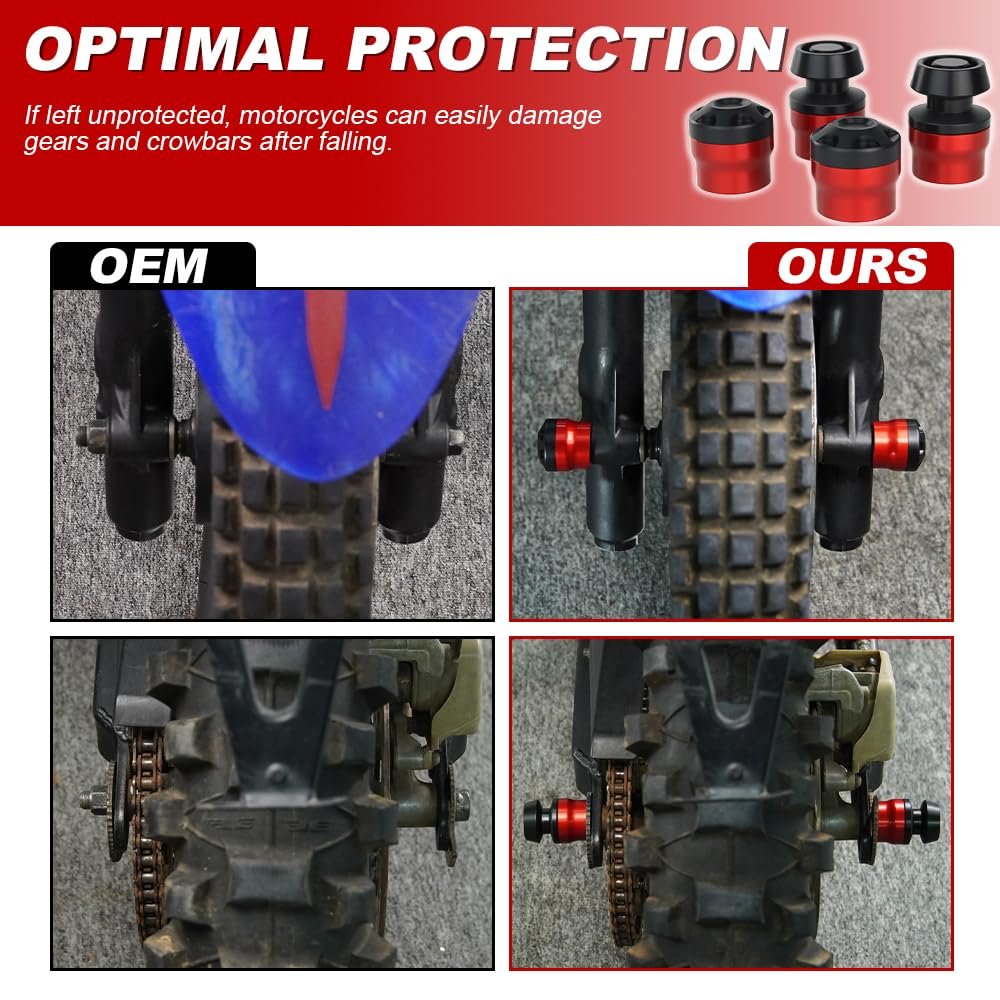 Front Rear Axle Sliders With Swing Arm Bobbins For Ninja 400 Z500 Z E1 Klx110 Z125 Pro Red Crash Protector Frame