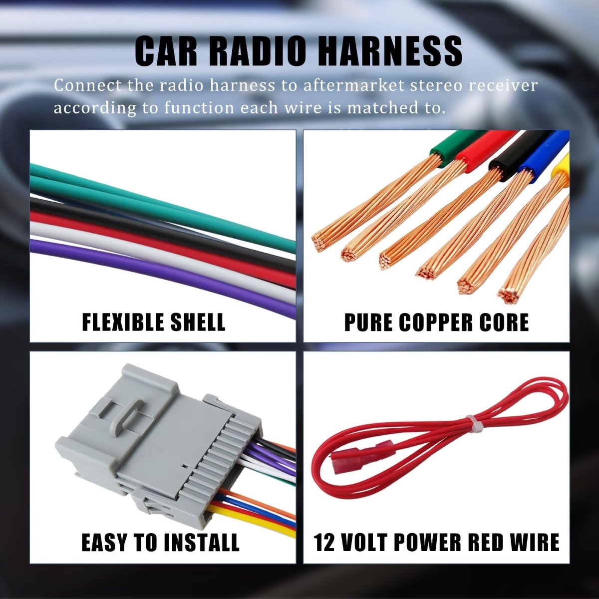 Aftermarket Radio Wiring Harness Kit With 12v Power Red Wire For Impala 2000 To 2005 Gmc Sierra Chevy Silverado And Buick