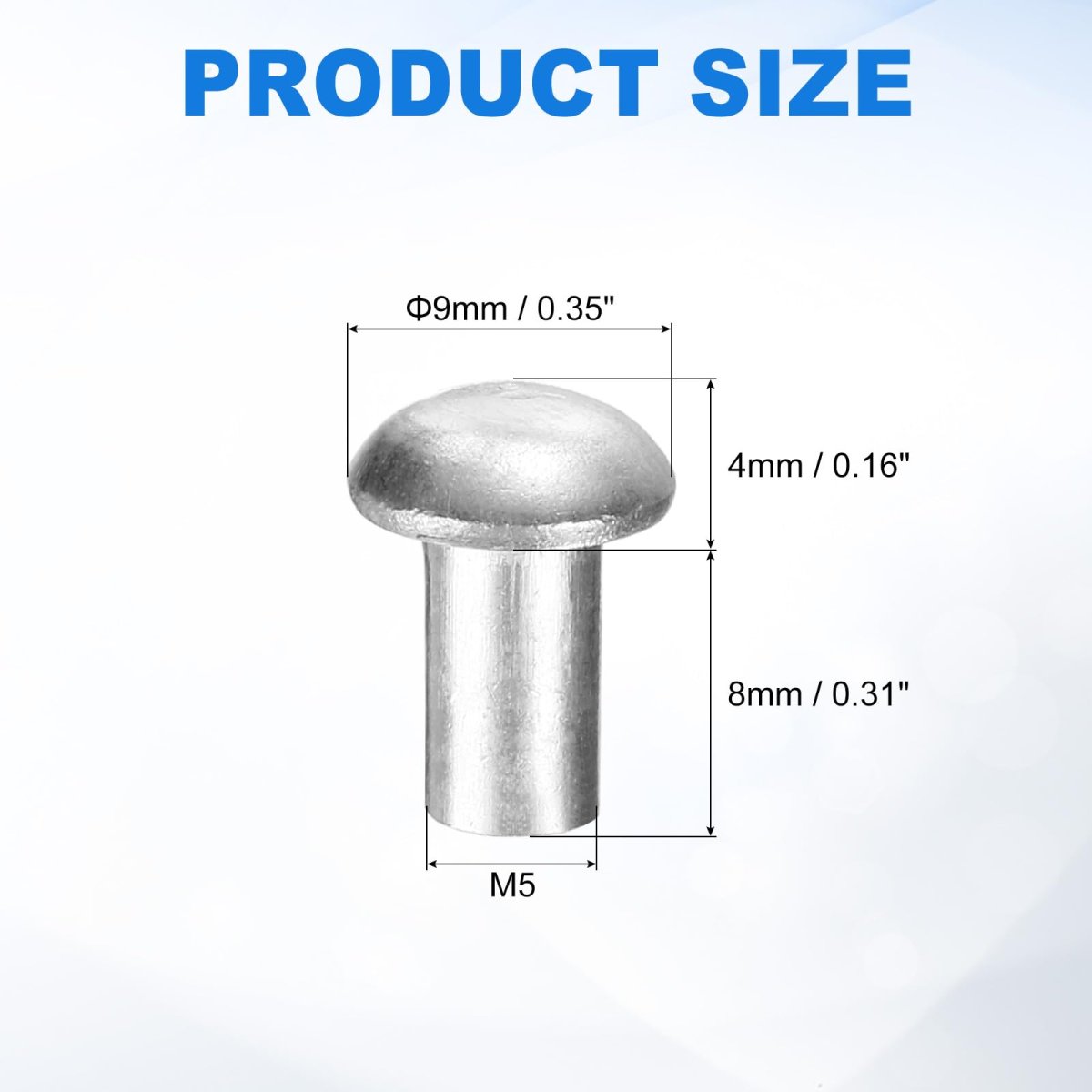 150 Pcs Brazier Head Solid Aluminum Rivets M5 Dia X 8mm Length Round Boat For Repairing Boats Machinery Aircraft Automobile