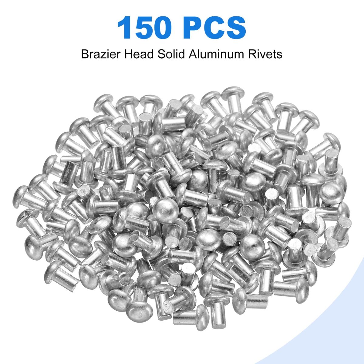 150 Pcs Brazier Head Solid Aluminum Rivets M5 Dia X 8mm Length Round Boat For Repairing Boats Machinery Aircraft Automobile