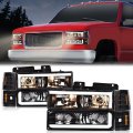 Led Headlights Assembly For Gmc C1500 K1500 Yukon 1994-1999 Fit C2500 K2500 Suburban C3500 K3500 1994-2000 Clear Lens Amber 