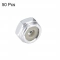 Uxcell 6 -32 Nylon Insert Hex Lock Nuts Carbon Steel White Zinc Plated Pack Of 50