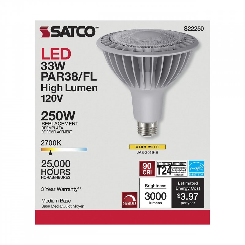 Satco S22250 33par38 Led 927 Hl 120v Fl D 6 Pack