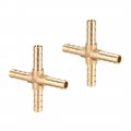 Uxcell 6mm Or 1 4 Id Brass Barb Splicer Fitting Ways Cross Air Gas Water Fuel 2pcs