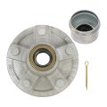 Pre-assembled Galvanized 5 On 4 Inch Trailer Hub Bearing Kit Includes Dust Cap With Rubber Plug