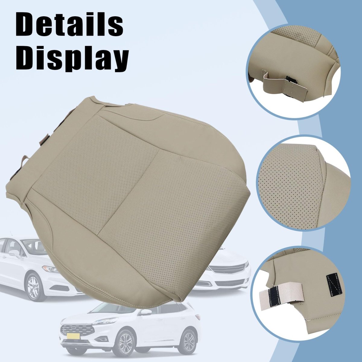 Driver Bottom Perforated Leather Seat Cover Replacement For Lexus Is250 Is350 2006 2013 Tan Microfiber Custom Fit Ventilated