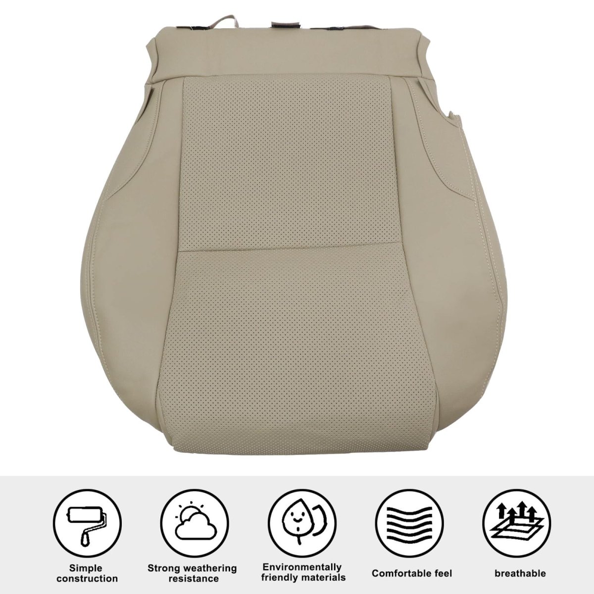 Driver Bottom Perforated Leather Seat Cover Replacement For Lexus Is250 Is350 2006 2013 Tan Microfiber Custom Fit Ventilated