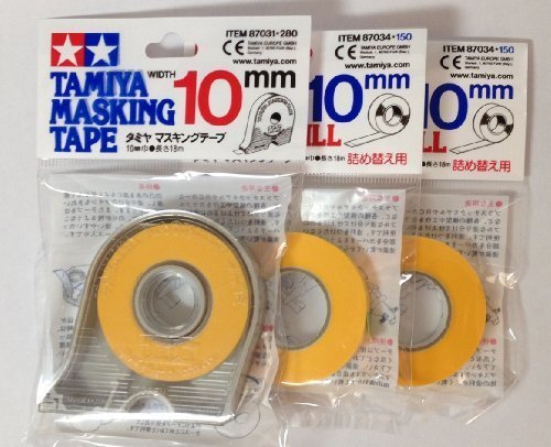 10mm Masking Tape With Dispenser And 2 Refills Yellow Painting For Rc Cars Trucks Model 87031 18 Meter Length