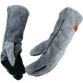 Heat Resistant Welding Gloves 932 Degrees F Leather Fireplace And Grill Mitts For Bbq Oven Forge Small Black Gray 14 In Long 
