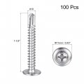 Uxcell Phillips Head Self Tapping Screws 10 X 1-1 2 410 Stainless Steel Drilling Sheet Metal Screw 100pcs