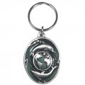 Siskiyou Automotive Metal Key Chain Dolphins And Earth Enameled Details 